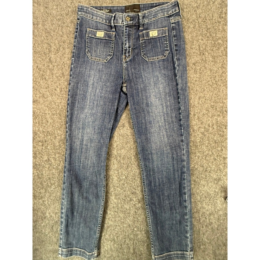 White House Black Market WHBM High Rise Slim Crop Blue Denim Jeans Womens Size 2